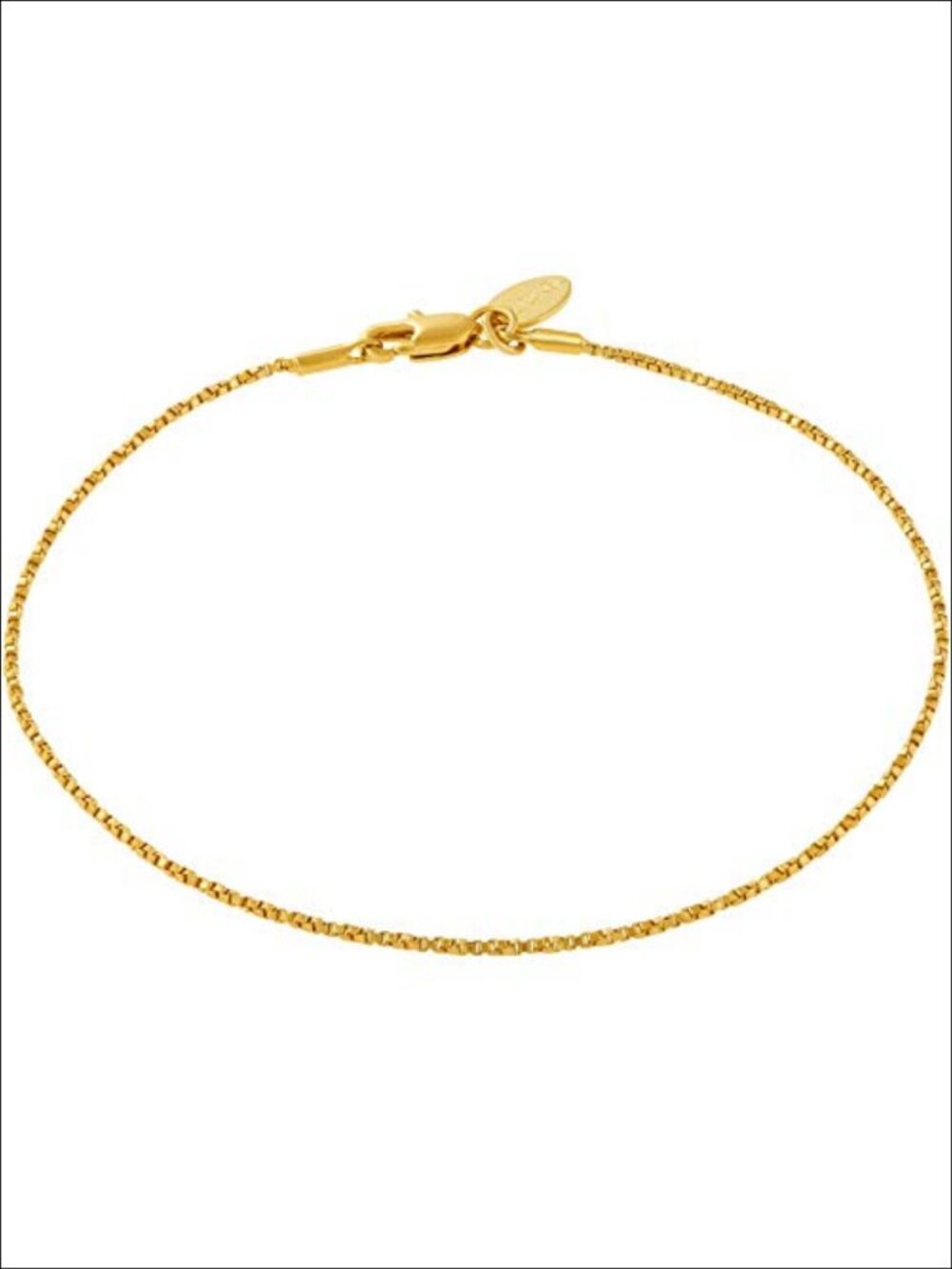 24K Gold Plated Twisted Box Chain Anklet Ankle Bracelet Made in USA